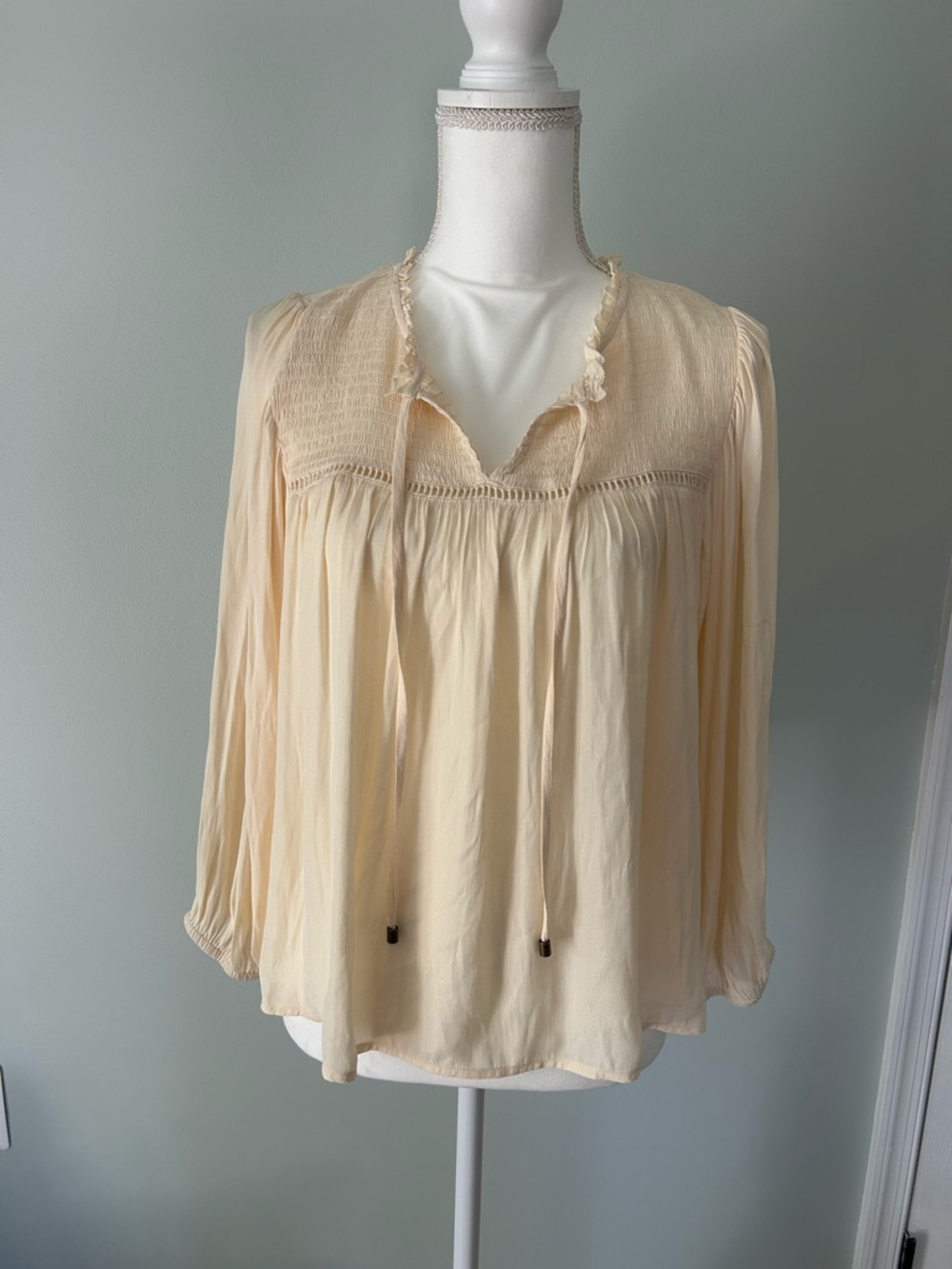 Market & Spruce Cream Peasant Blouse